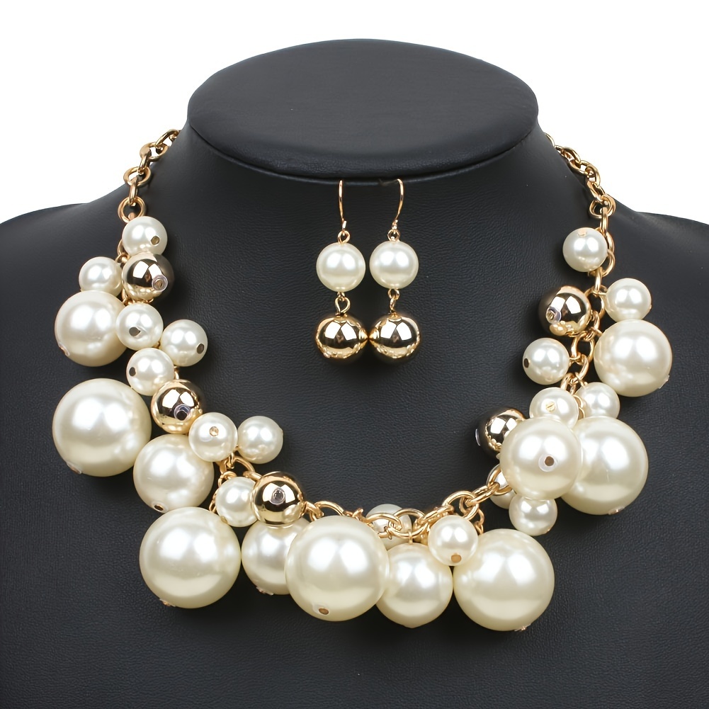 Faux Necklace & Earring Set - Stylish Sweater Chain Accessories
